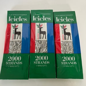 Vintage Santa&#39;s Best Christmas Icicles/Pack of 3 New Old Stock/Unopened/18 In strands/VTG Tinsel/Holiday Decor/Flame Resistant/2000 per pack