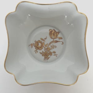 Vintage Limoges France Square Dish with Gold Rose Flowers & Trim/Floral Bowl/Candy Dish/collectible porcelain/gold home decor/gift for her