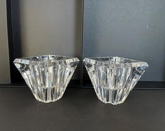 Vintage Lenox Crystal Votive Candle Holders, Ovations Crosswinds Pattern, Set of 2