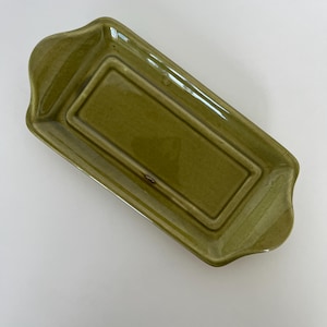 Vintage Avocado Green ceramic butter dish underplate-NO LID/retro kitchen/1970s kitchen/farmhouse/cottagecore/butter server/trinket dish