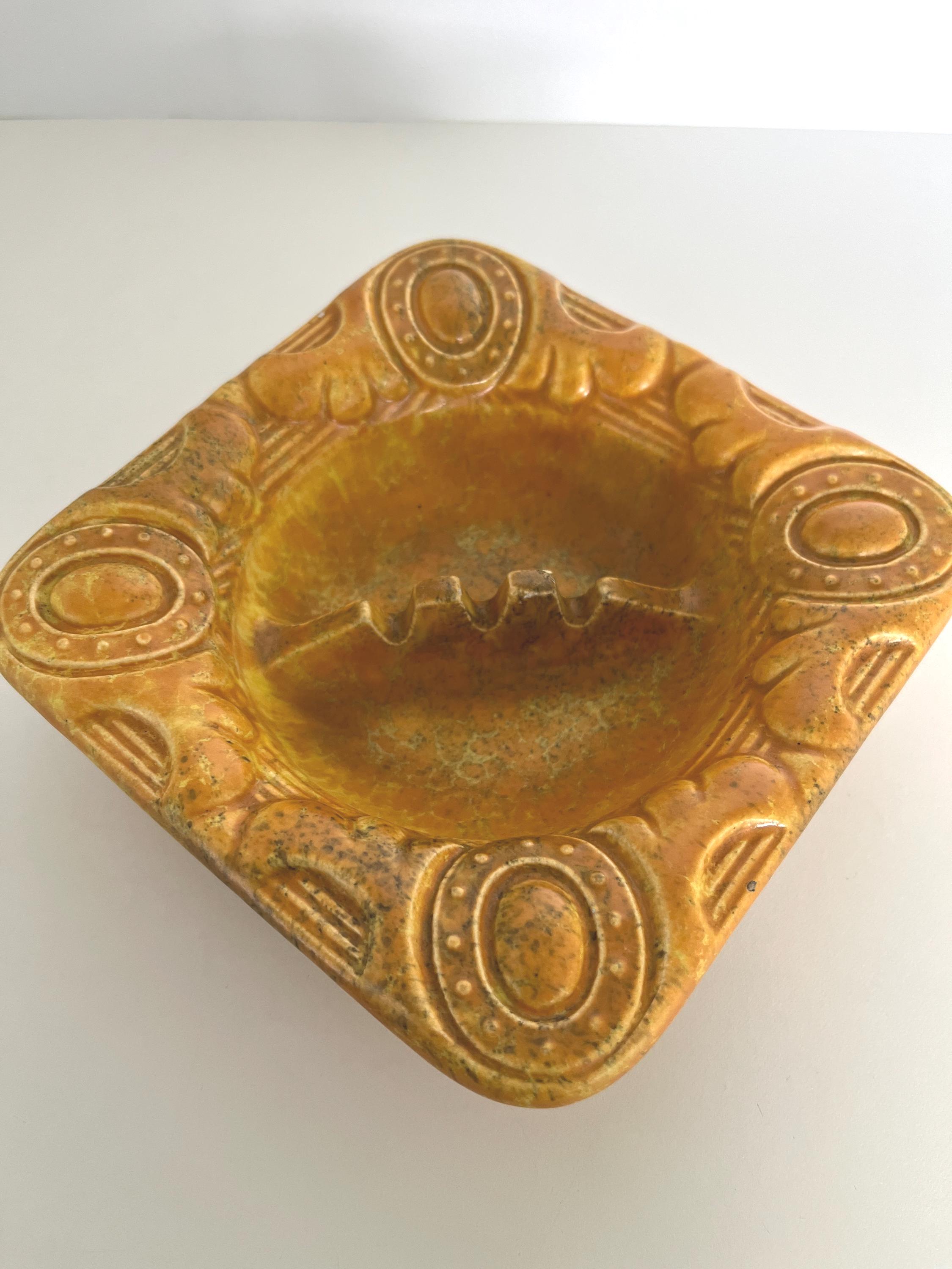 Vintage 1970s Haeger Pottery #2043 Square Ashtray in 
