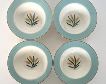 陶器製の皿 5枚セット DITLEV DENMARK ヴィンテージ 10 Piece Set Viking Blue Wheat Gold Rim International D.S.