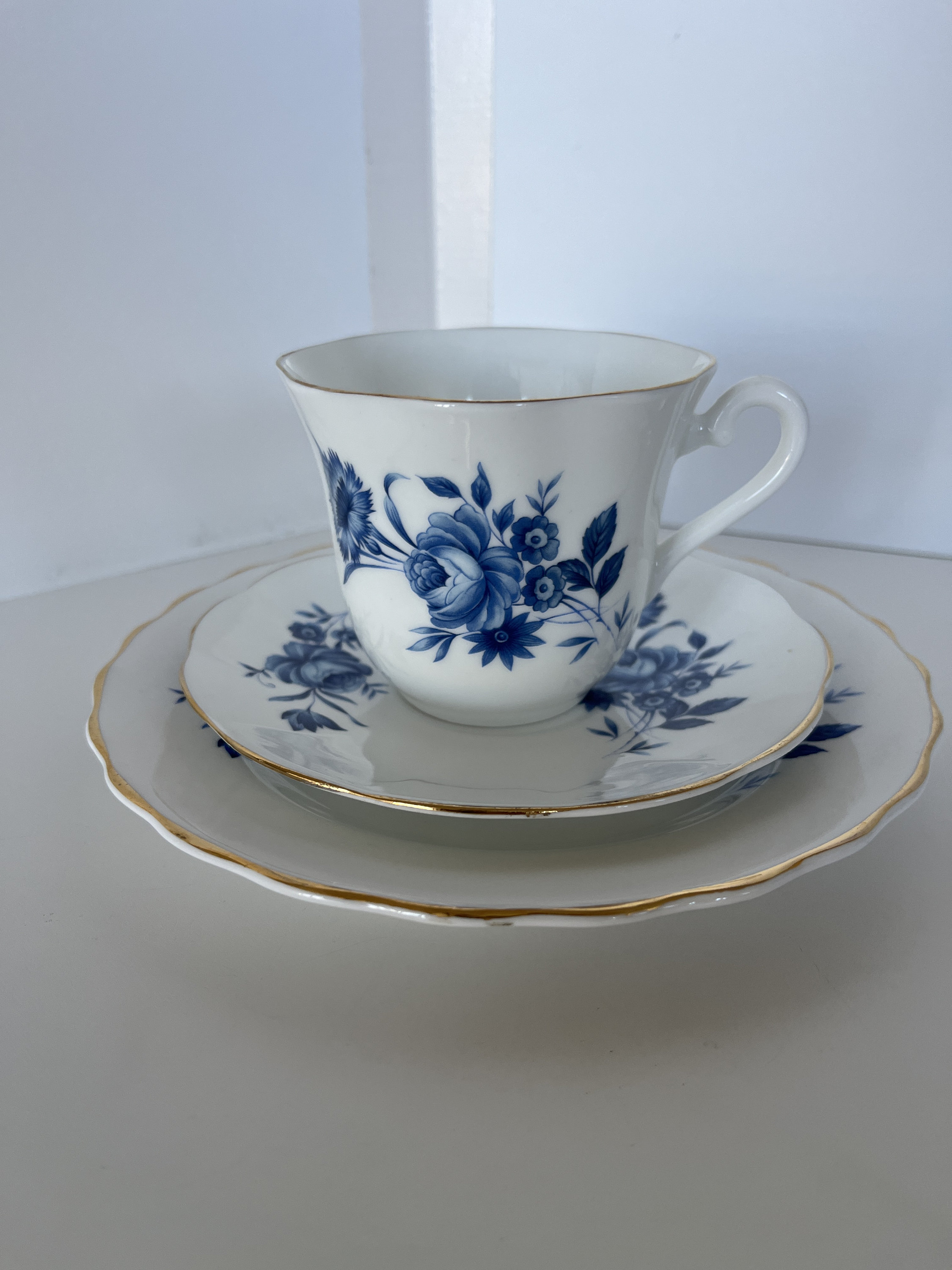 Spode Pattern 488 Dolls House Blue & Red Bone China 9 Inch
