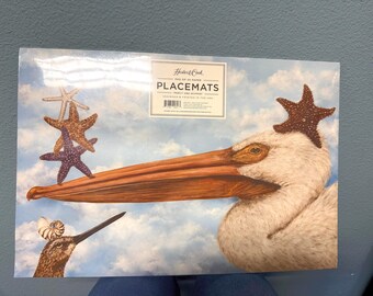 Pelican Beach Scene Paper Placemat Ser