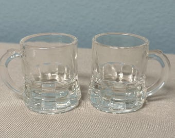 Federal Glass Miniature Beer Mug Shot Glasses Set mid-20th-century collectible