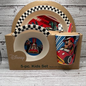Toddler Food Plate Set Disney Mickey Mouse and Friends 5 pc Kids Dinner Plate Bundle Set Kids dinnerware