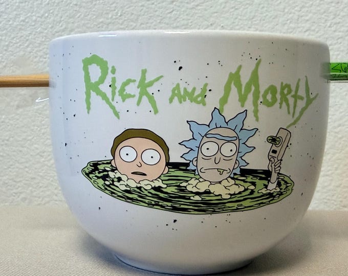 Rich and Morty Ramen Bowl Set: Ceramic Bowl, Chopsticks and Spoon- Last One