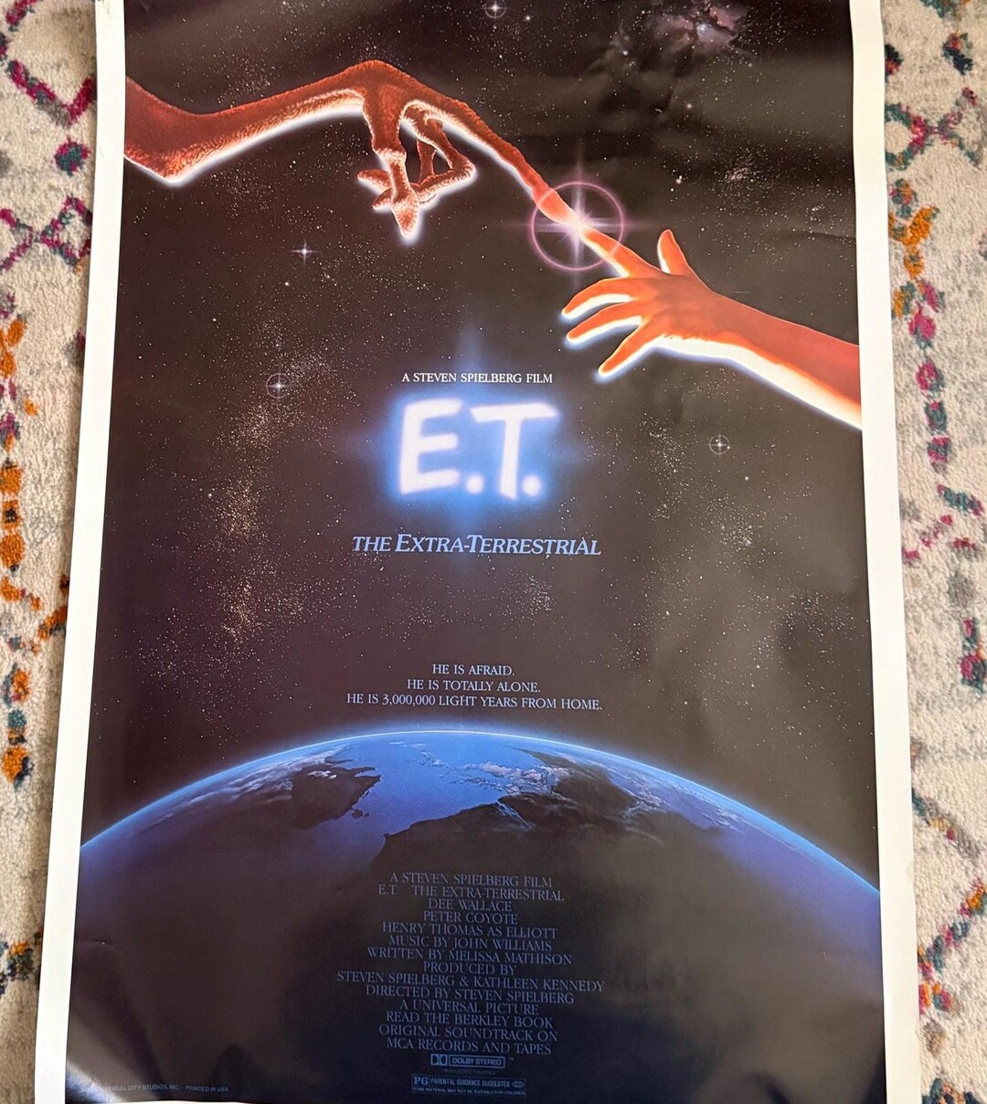 Vintage Movie Poster ET Extra Terrestrial 27x41” 1 Sheet Rare Find