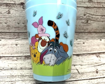 Winnie the Pooh Plastic Cups, Set of 4 Blue Tigger Eeyore and Piglet