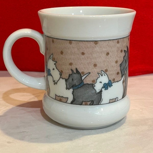 Vintage Coffee Mug Cup Scottish terrier Made in Japan Scottie dogs 1980s