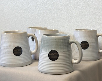 Barcela Portugal handmade Stoneware Pottery Coffee Mug Beige and Green Price Per Mug