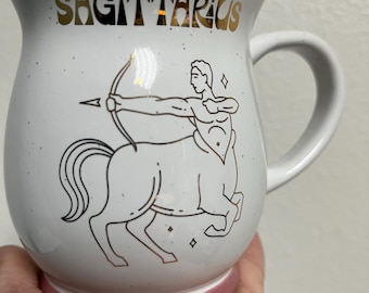 Sagittarius Zodiac Pear Shaped Coffee Mug Cup Pink