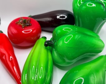 Vintage Murano Style Glass Fruit: Hand Blown Banana or Mango