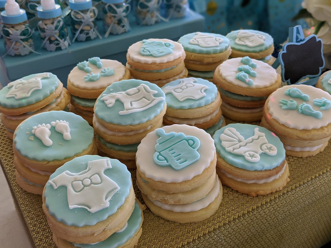 Custom Baby Shower Cookies, Blue Baby Shower Cookies, Little Boy Baby