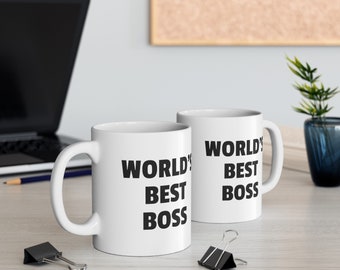 Taza de cerámica personalizada "El mejor jefe del mundo", texto personalizado, 325 ml