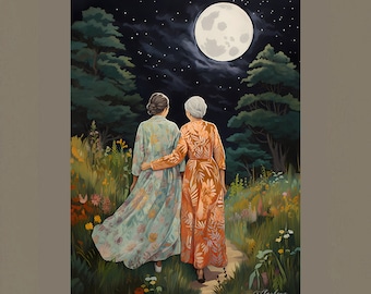 Walking Each Other Home Spiritual Journey Women Wisdom Fine Art, Modern Wall Art, Mother Daughter Best Friend Gift, Gift for Her