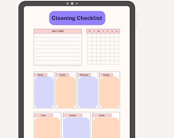 Horario de limpieza semanal, Planificador de limpieza, Lista de tareas, Lista de verificación de limpieza, Imprimible, Digital, PDF