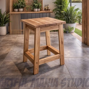 Wooden Bar Stool Plan: DIY Height Chair, Kitchen & Bar (PDF File)