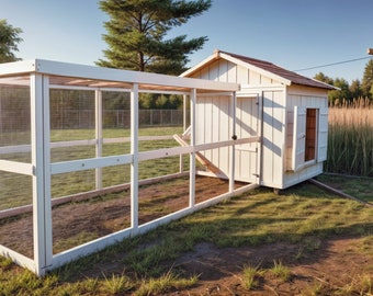 Gallinero 8x8 20, planos de gallinero diy, planos de corral para gallinas, planos de jaulas para gallinas, diseños de gallinero, Guía paso a paso, PDF