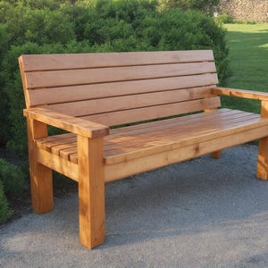 DIY 2x4 wooden bench Plan, Outdoor bench with backrest, Patio garden bench build, Garden Furniture, woodworking Plans, PDF Download