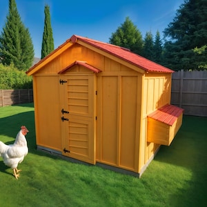 鶏小屋プラン | デジタルダウンロード | 8x24 鶏小屋プラン | 鶏舎（鶏舎付き） | 即時ダウンロード | 小屋付き鶏小屋プラン