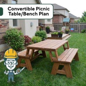Convertible Picnic Table to Bench Plans | 2-in-1 Outdoor Furniture (PDF)