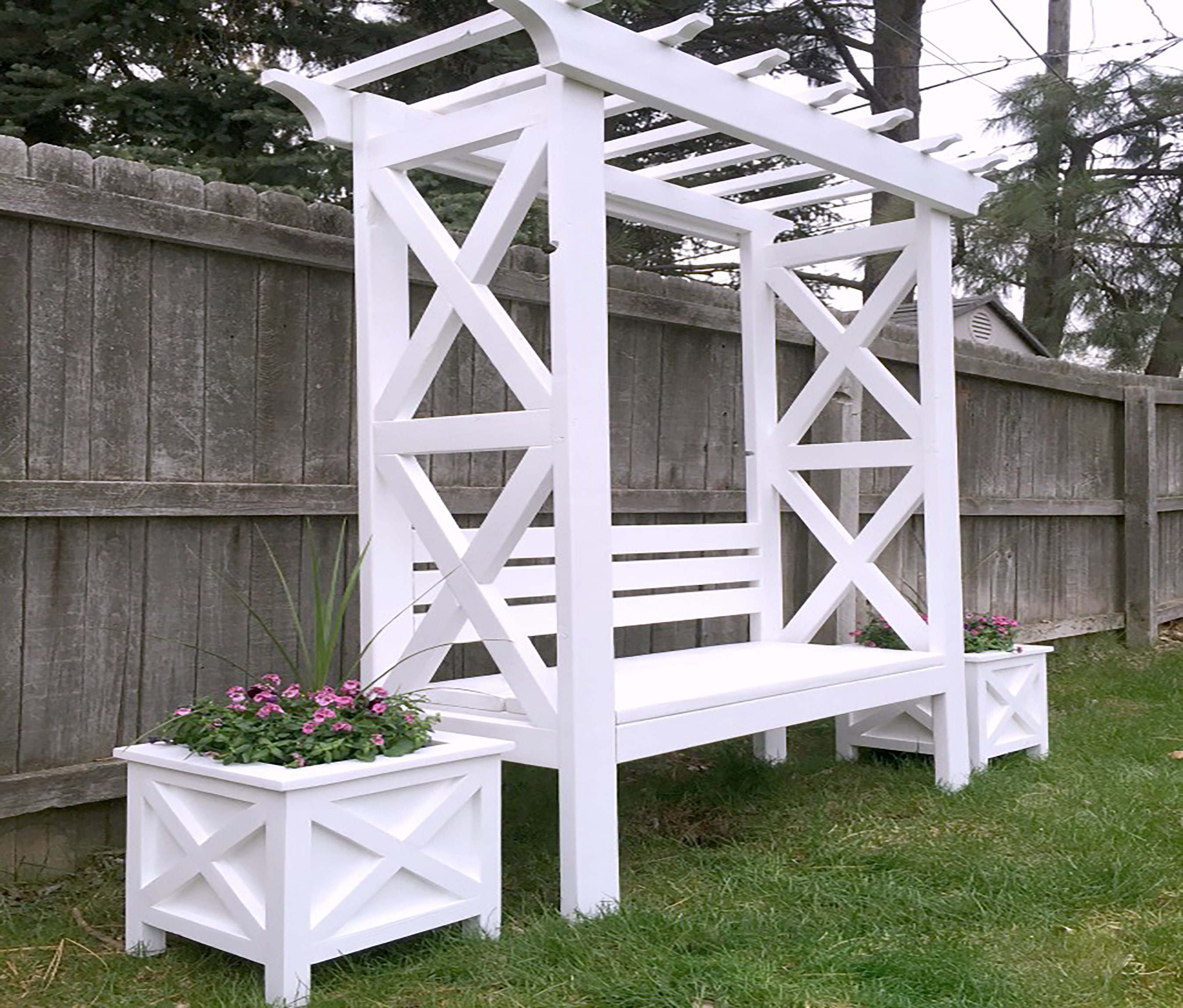 Wood Arbor With Bench Plan/trellis Plan/planter Arbor Etsy