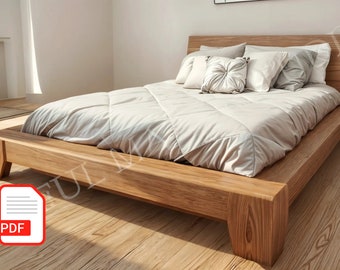 Plattformbett aus Holz | DIY-BAUPLAN | Modernes Plattformbett | Möbelpläne | Moderner Plattformrahmen