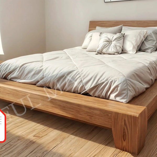 Plattformbett aus Holz | DIY-BAUPLAN | Modernes Plattformbett | Möbelpläne | Moderner Plattformrahmen