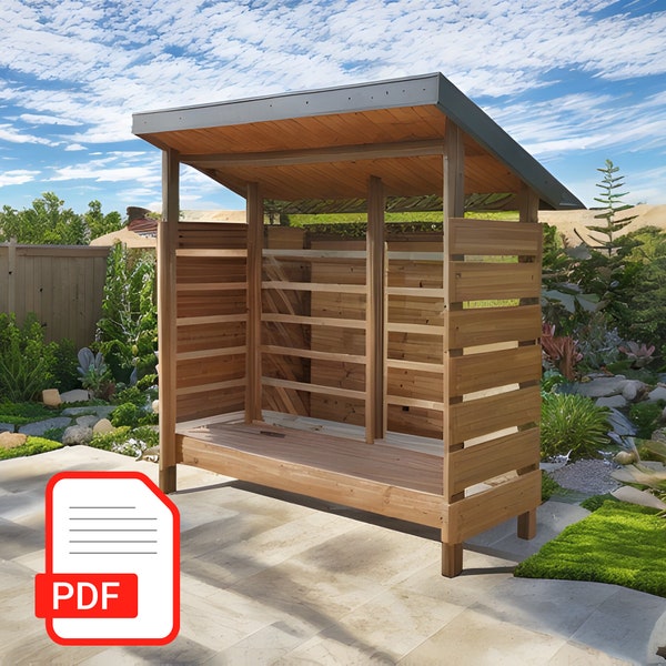 Firewood Shed Plans PDF - Step-by-Step DIY Build Guide PDF - Firewood Storage - lumber rack - Storage Shed - Lean To Shed Plans