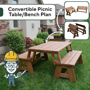 Convertible Picnic Table to Bench Plans | 2-in-1 Outdoor Furniture (PDF)