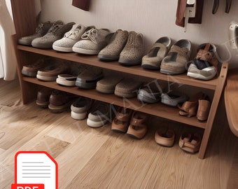 DIY Shoes Rack, Easy Shelves Plan, Simple Storage Plan, Woodworking Plans, Storage DIY Guide PDF Download