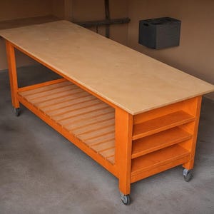 DIY Workbench Plans 84&quot; x 30&quot;– Sturdy Garage Table, Woodworking Bench, Workshop Organizer,