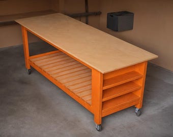 Plannen doe-het-zelfwerkbank 84 x 30 inch– stevige garagetafel, houtbewerkingsbank, werkplaatsopberger,