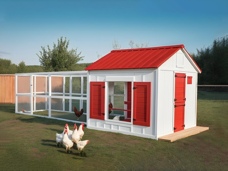 Large Chicken Coop & Run Enclosure Building Plans Walk in Secure