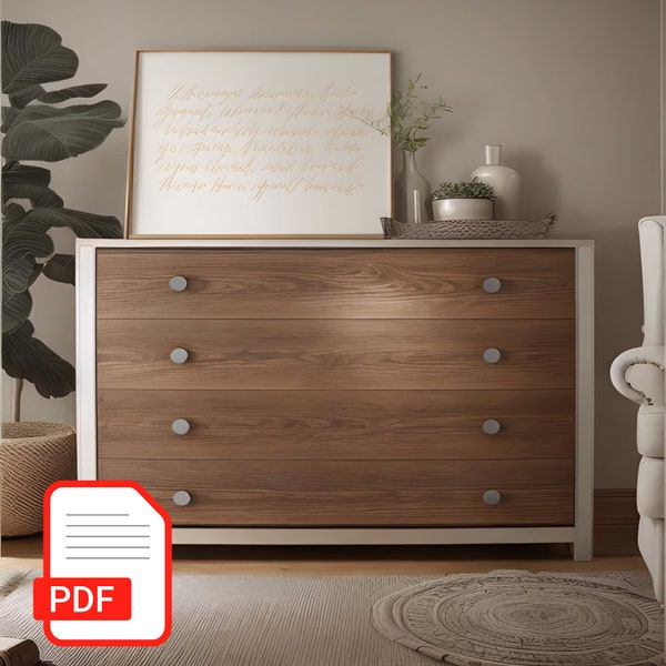 chest of drawers -Luxury Furniture build plan -wood dresser -Chest drawers -4 drawer dresser- Cupboard Dresser (PDF Build plan)