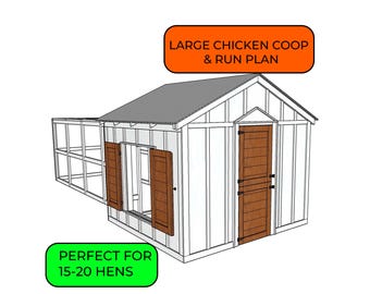 DIY Farmhouse Chicken Coop Plans with Run (PDF Pattern)