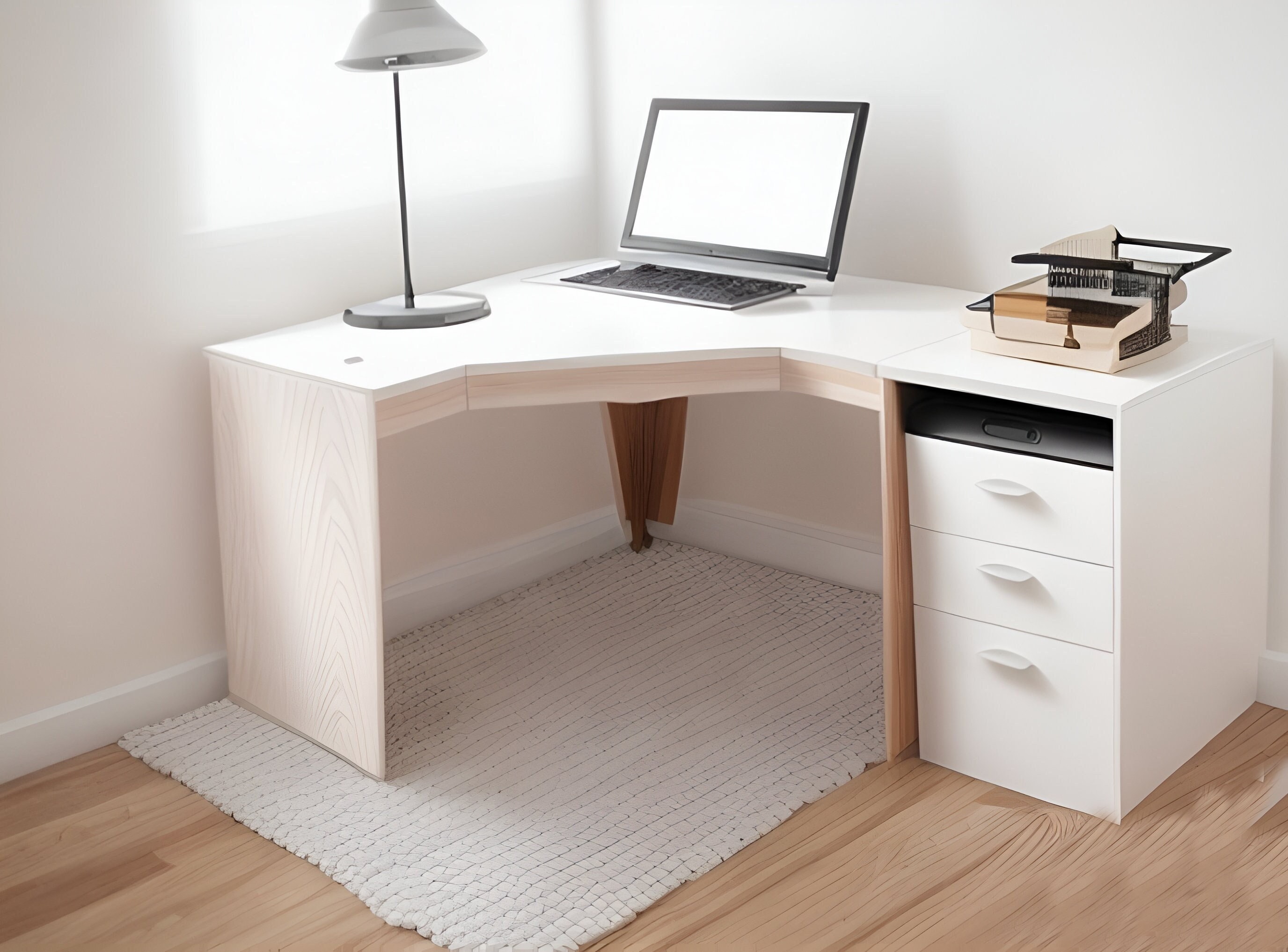 DIYコーナーデスク＆引き出しセットの組み立てプラン：合板家具（PDF