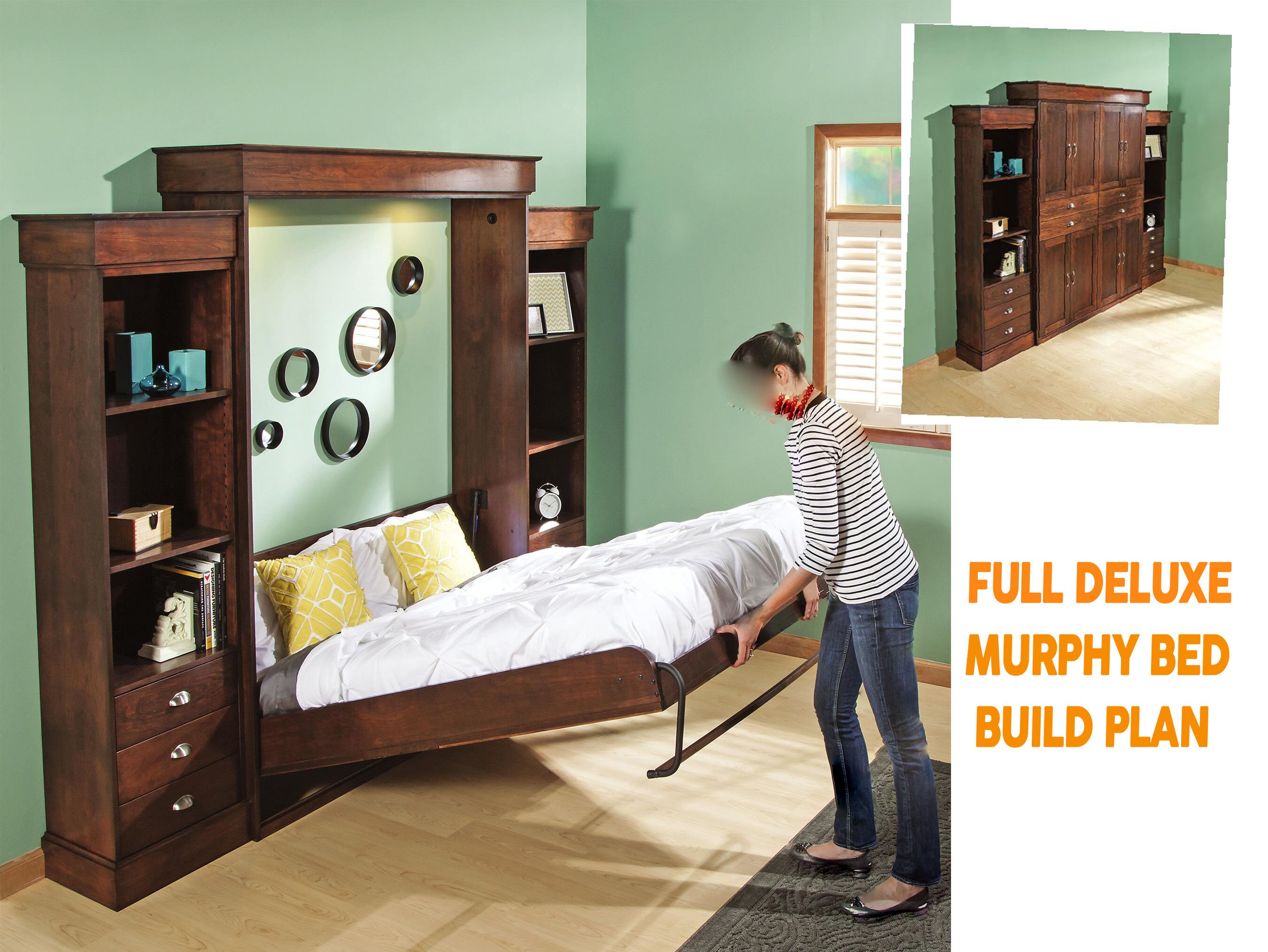 Full Deluxe Murphy Bed Build Plan Murphy Bed Plans Space Etsy