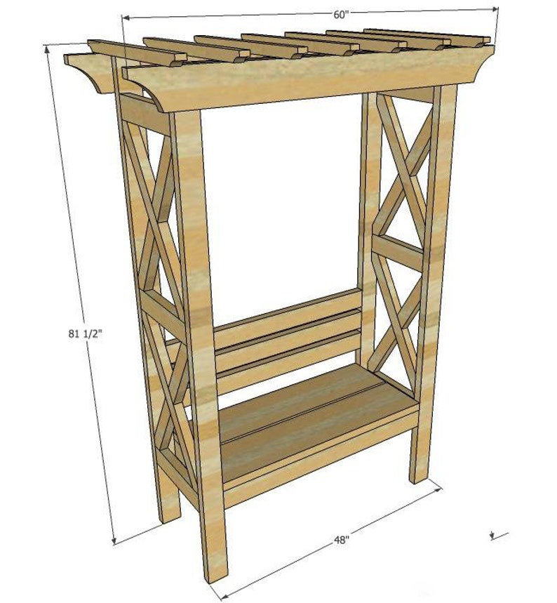 Wood Arbor With Bench Plan/trellis Plan/planter Arbor Etsy
