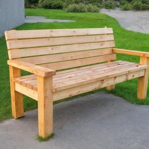 DIY 2x4 wooden bench Plan, Outdoor bench with backrest, Patio garden bench build, Garden Furniture, woodworking Plans, PDF Download