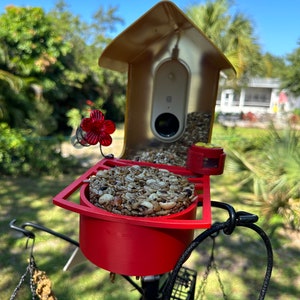 Bird buddy perch with integrated seed cake holder. Holds WBU Wild Birds Unlimited Stackables sized seed and suet cakes. image 8