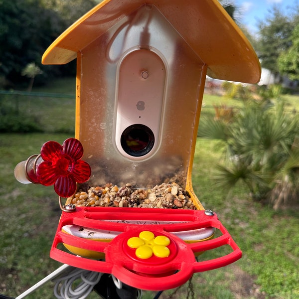 Bird buddy perch with built in hummingbird feeder