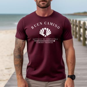Camiseta unissex personalizada Buen Camino, camisa personalizada do peregrino, rota do caminho, caminho de São Tiago, Santiago de Compostela Espanha, seta do caminho,