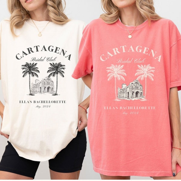 Bachelorette Shirts, Cartagena Bach Shirts, Personalized Party Wear, Bach Trip Shirts, Custom Bridal Club. Personalized Girls Trip Shirts