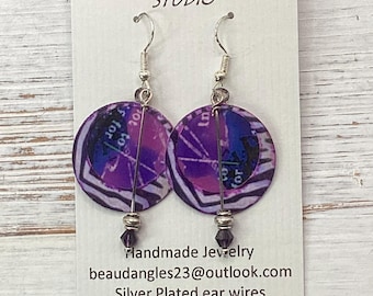 Fioletowo-niebiesko-czarne, lekkie, artystyczne, wiszące kolczyki