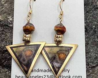 Pomarańczowe i rdzawe, jedyne w swoim rodzaju, lekkie, artystyczne, wiszące kolczyki