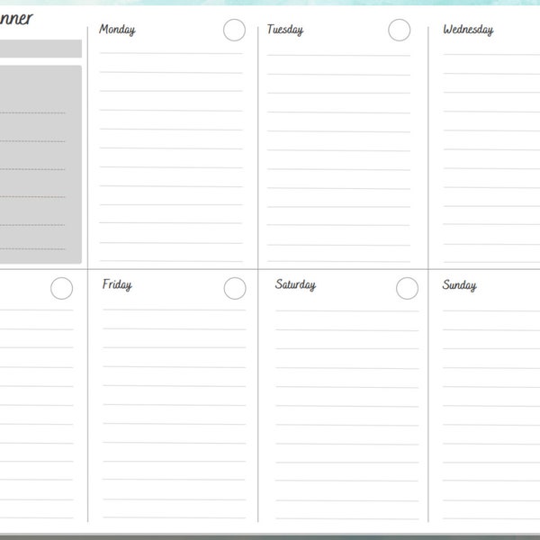 Weekly Planner To Do List | Version Printable and Digital | Horizontal Layout | Minimalist