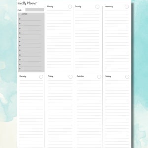 Weekly Planner To Do List | Version Printable and Digital | Vertical Layout | Minimalist
