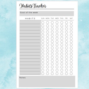Habits Tracker | Version Printable and Digital | Minimalist